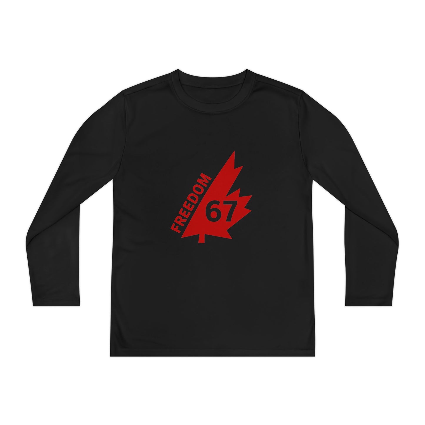 Freedom 67 Youth Long Sleeve Competitor Tee - Red Maple Leaf Design