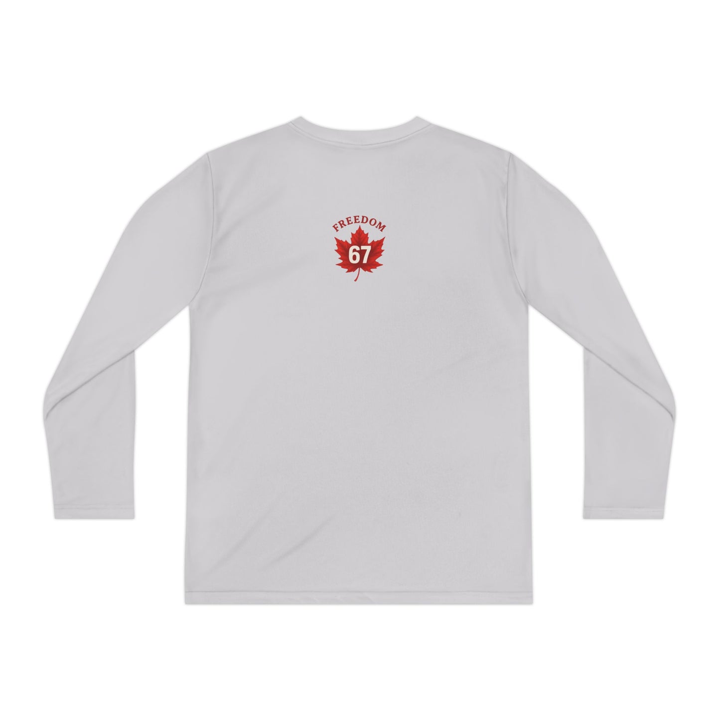 Freedom 67 Youth Long Sleeve Competitor Tee - Red Maple Leaf Design