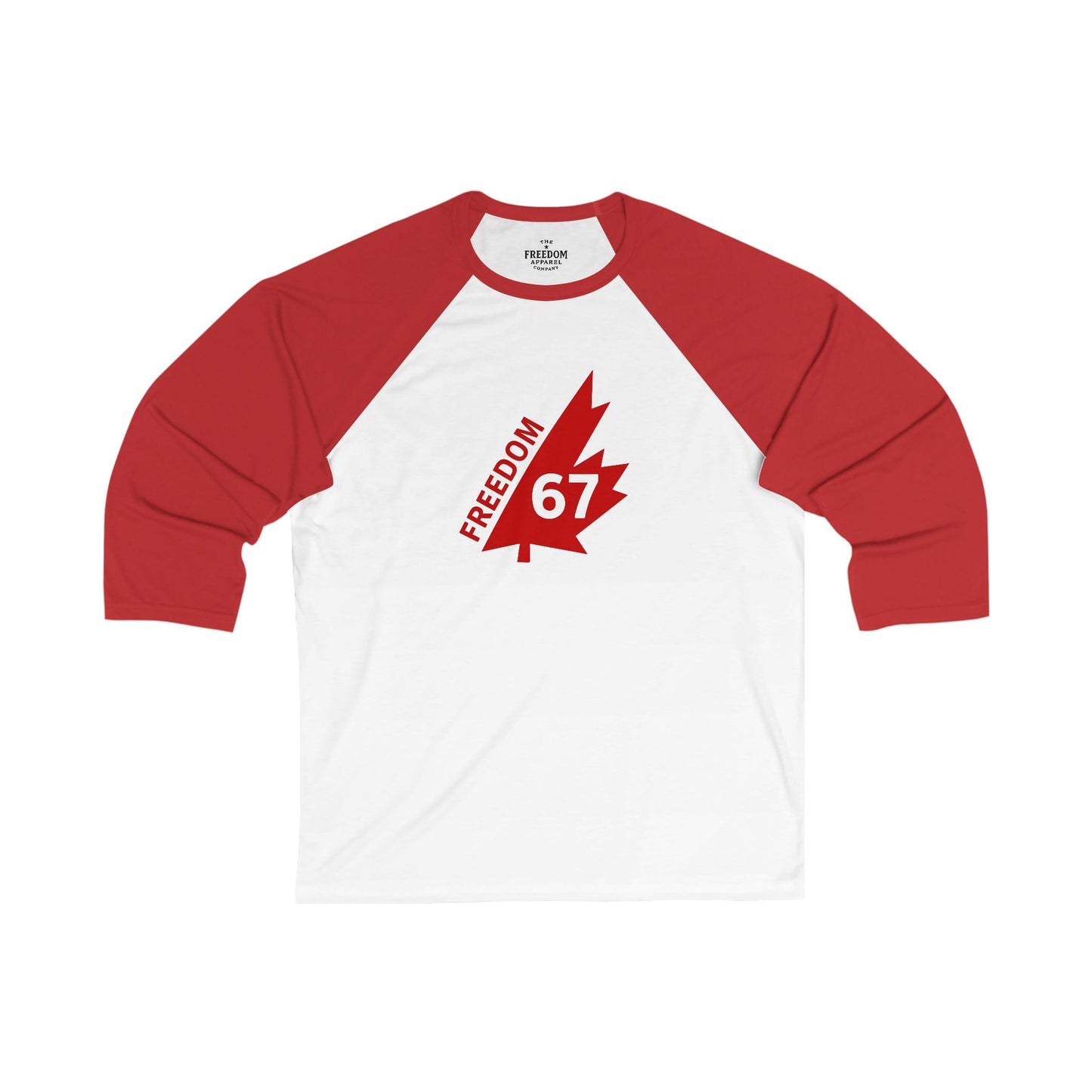 Unisex 3/4 Sleeve Baseball Tee - Freedom 67, Casual Sportswear for Celebrating Independence