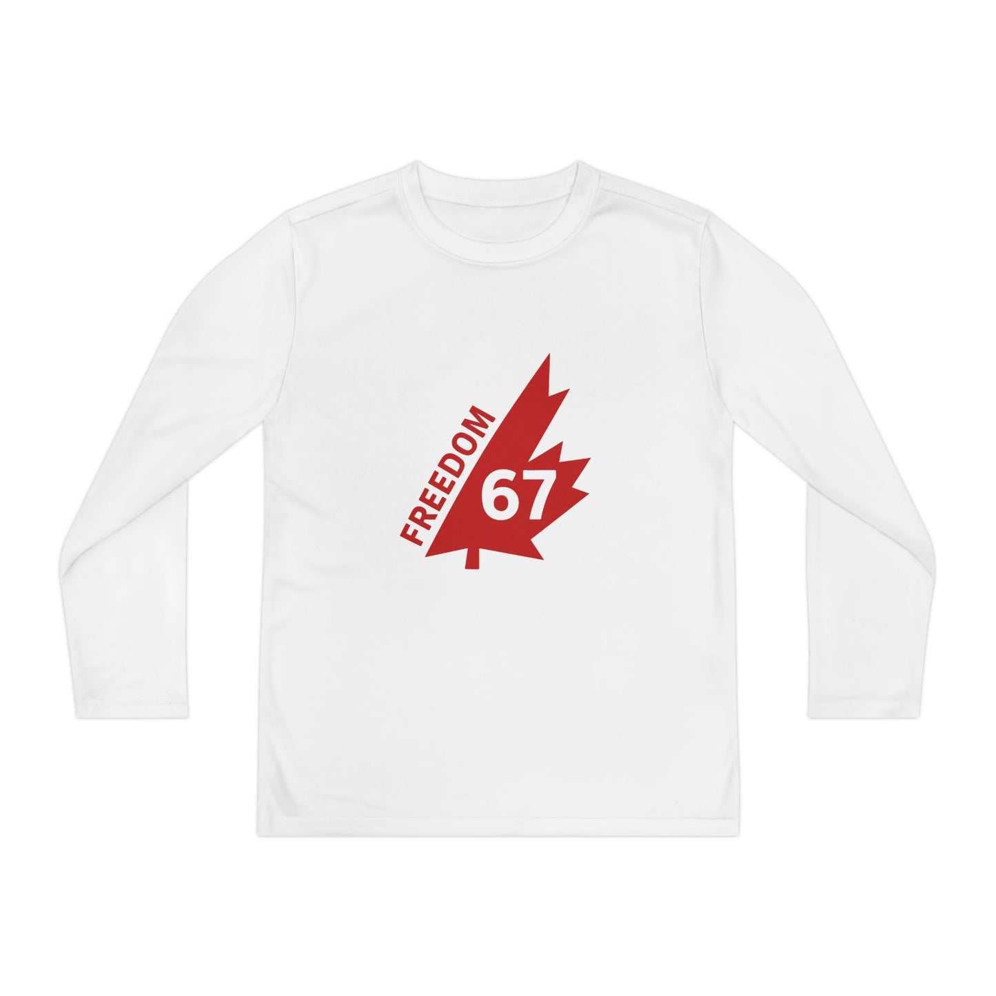 Freedom 67 Youth Long Sleeve Competitor Tee - Red Maple Leaf Design