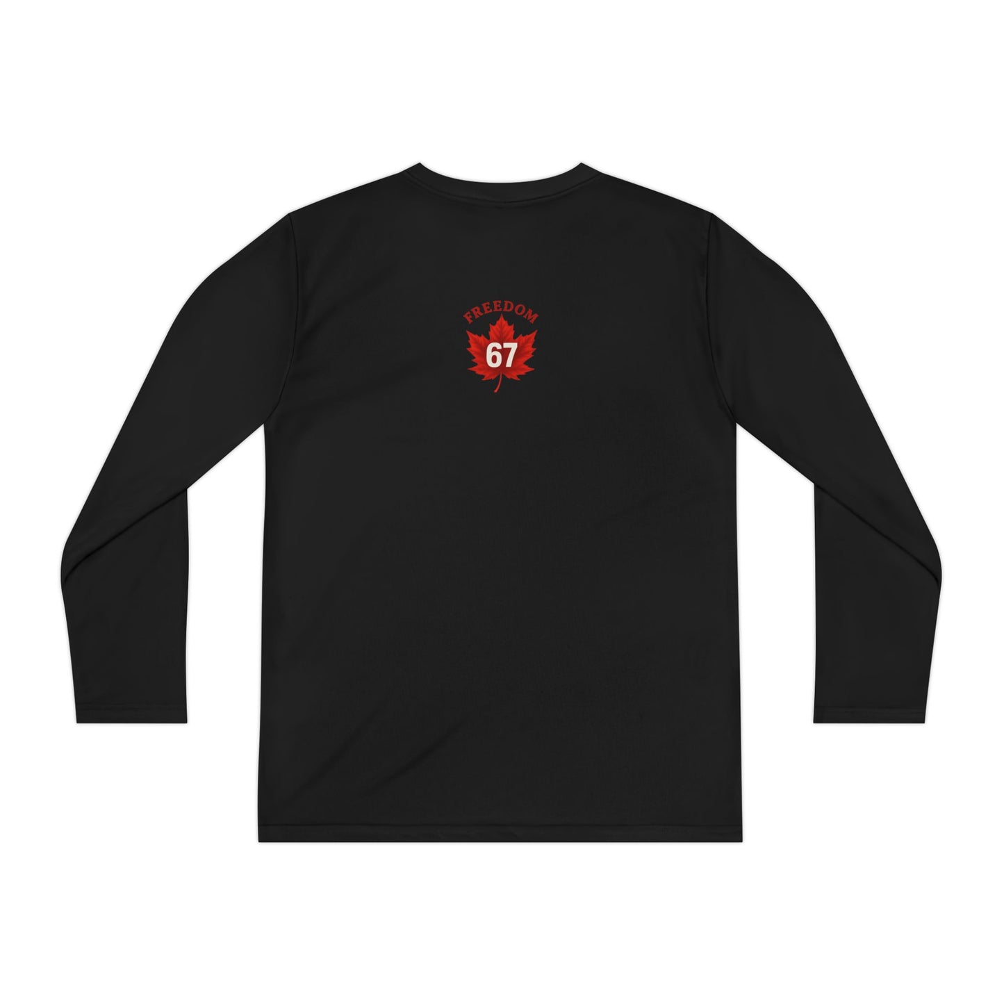 Freedom 67 Youth Long Sleeve Competitor Tee - Red Maple Leaf Design