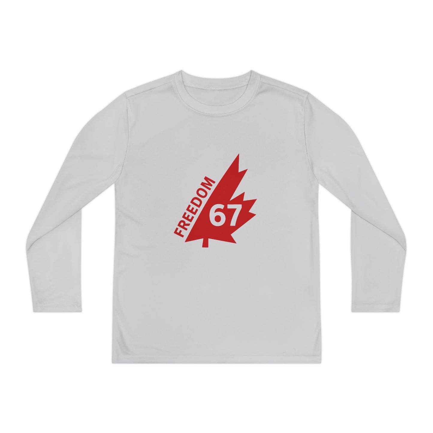 Freedom 67 Youth Long Sleeve Competitor Tee - Red Maple Leaf Design
