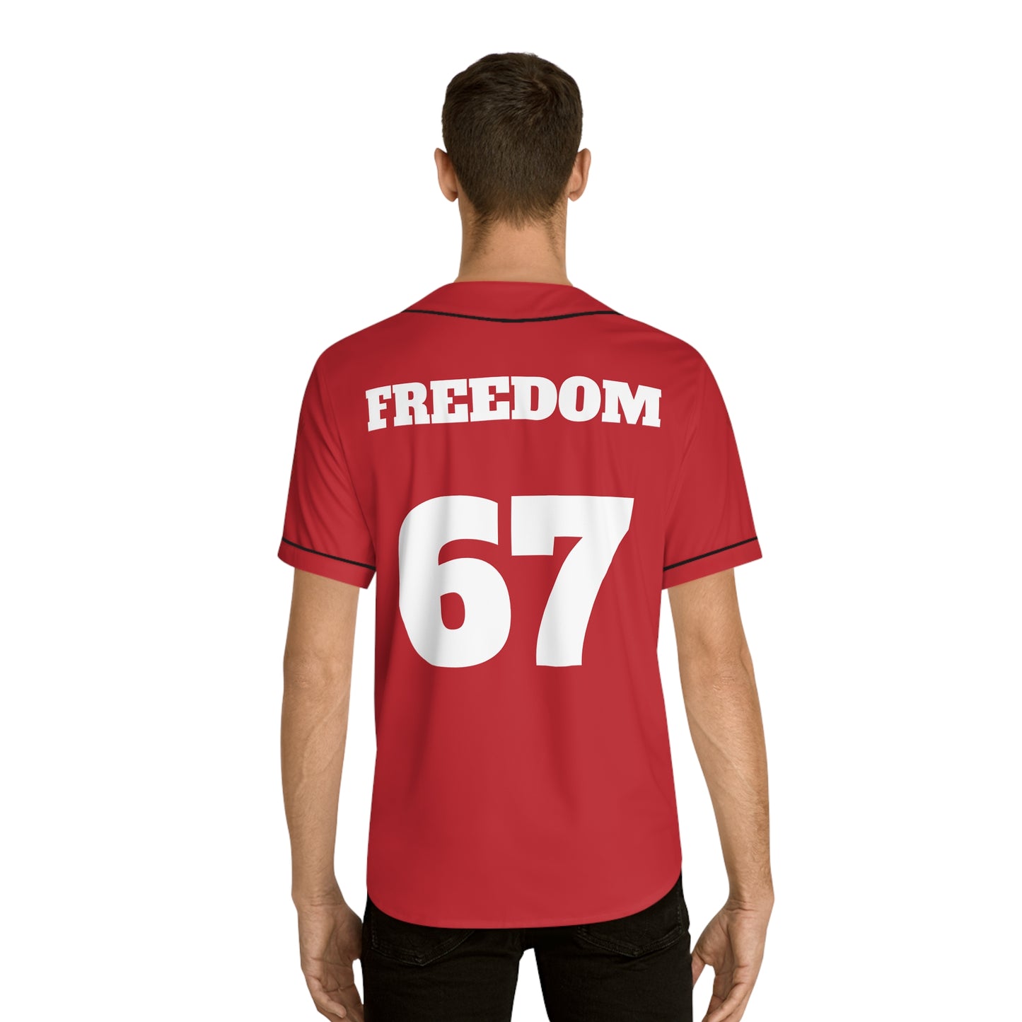 Men's Red Baseball Canada Jersey - Option of White Piping & Buttons or Black Piping & Buttons