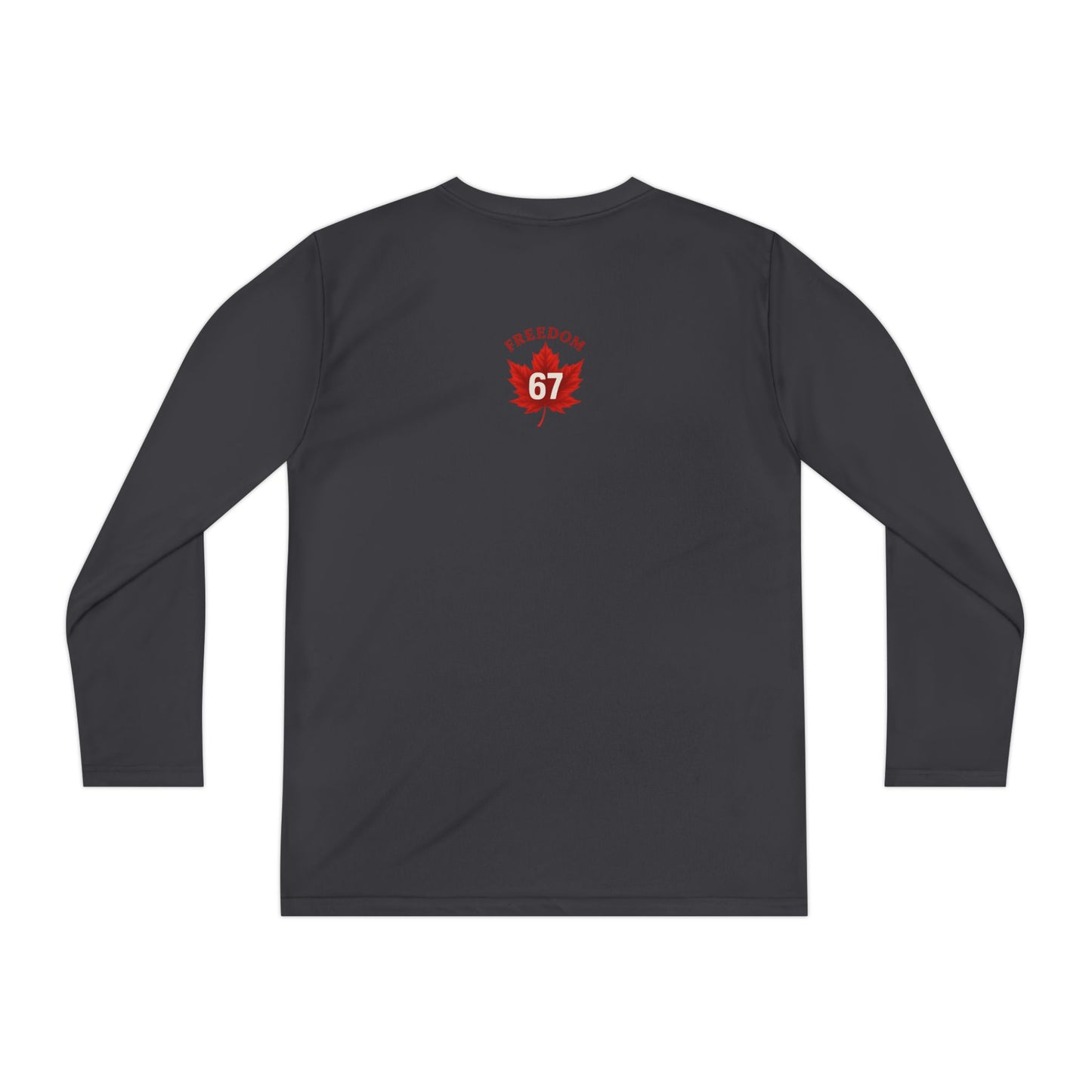 Freedom 67 Youth Long Sleeve Competitor Tee - Red Maple Leaf Design