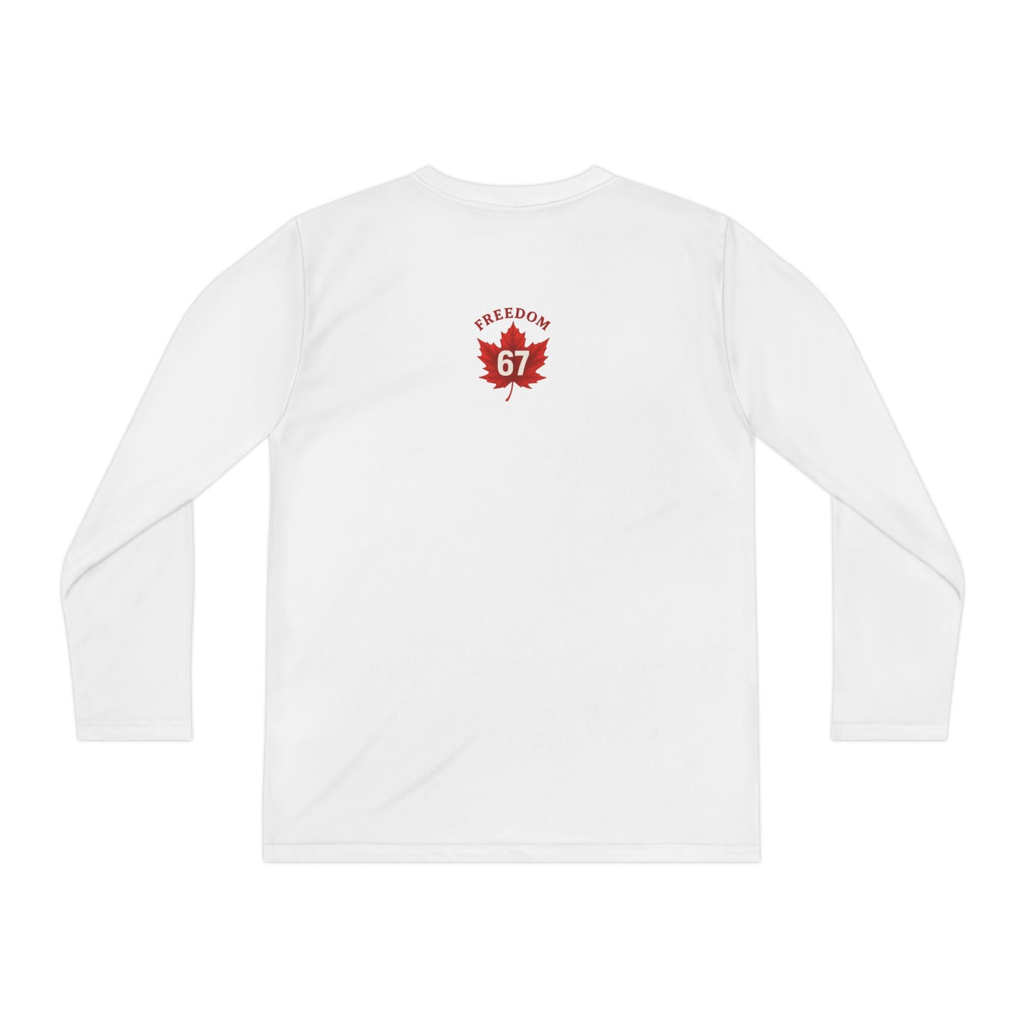 Freedom 67 Youth Long Sleeve Competitor Tee - Red Maple Leaf Design