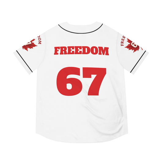 Men's White Baseball Canada Jersey with Black Piping & Black Buttons
