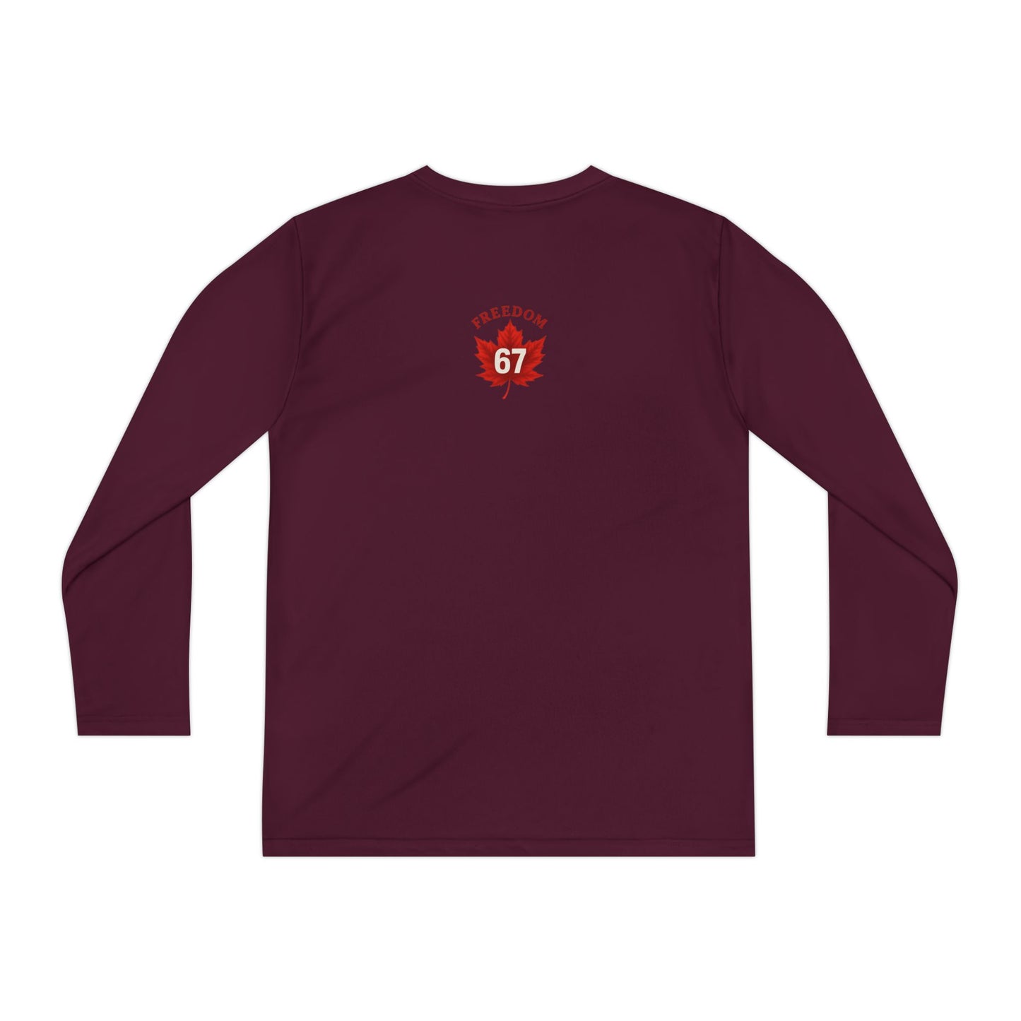 Freedom 67 Youth Long Sleeve Competitor Tee - Red Maple Leaf Design