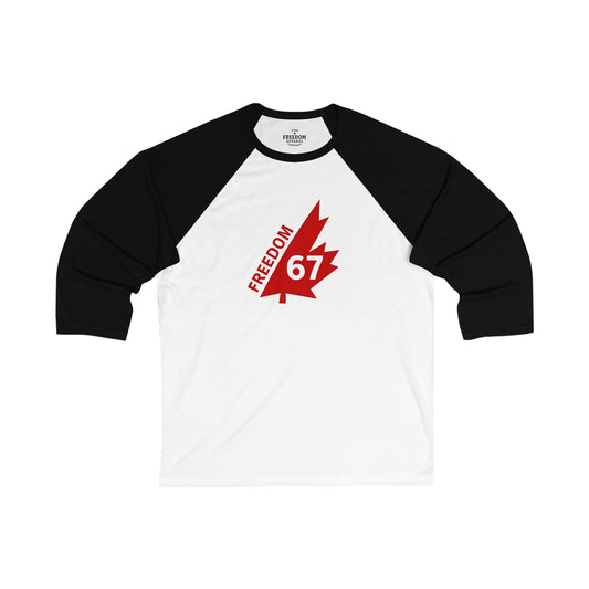 Unisex 3/4 Sleeve Baseball Tee - Freedom 67, Casual Sportswear for Celebrating Independence