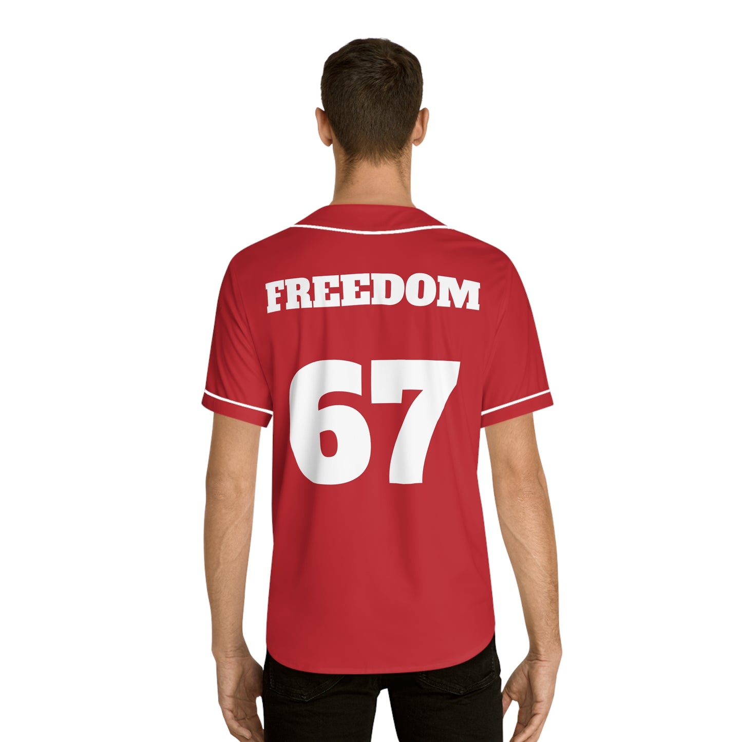 Men's Red Baseball Canada Jersey - Option of White Piping & Buttons or Black Piping & Buttons